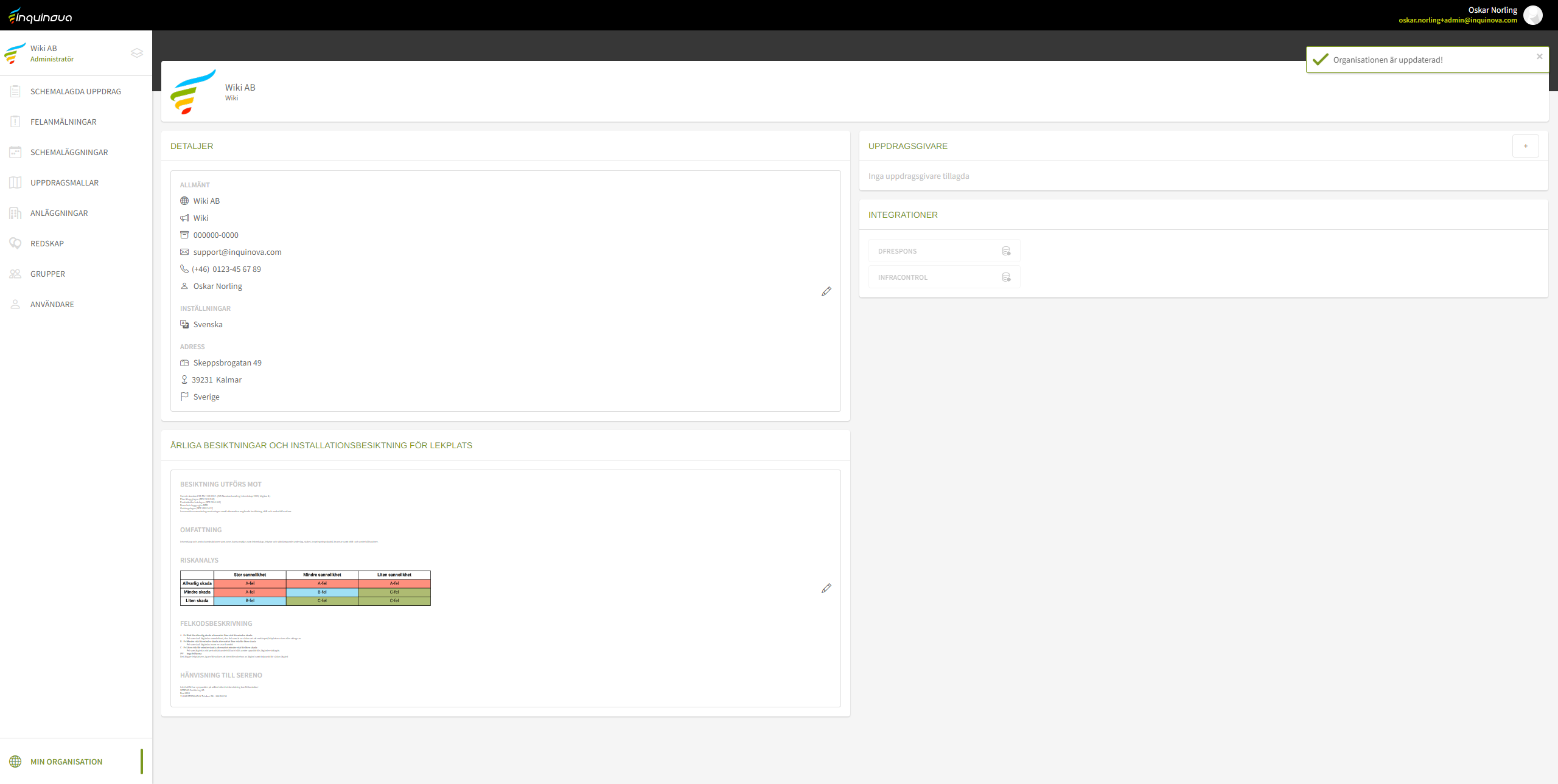 Fig. 4: Organisation uppdaterad